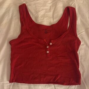 Brandy Melville Red Ribbed Crop Top